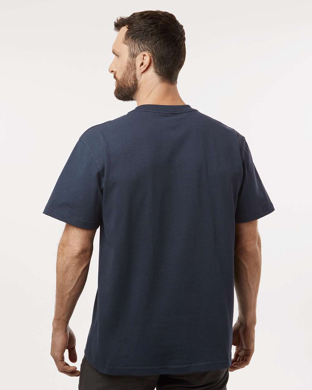 Men's Traditional Heavyweight T-Shirt - OnModelBack - B64130863 - Dark Navy