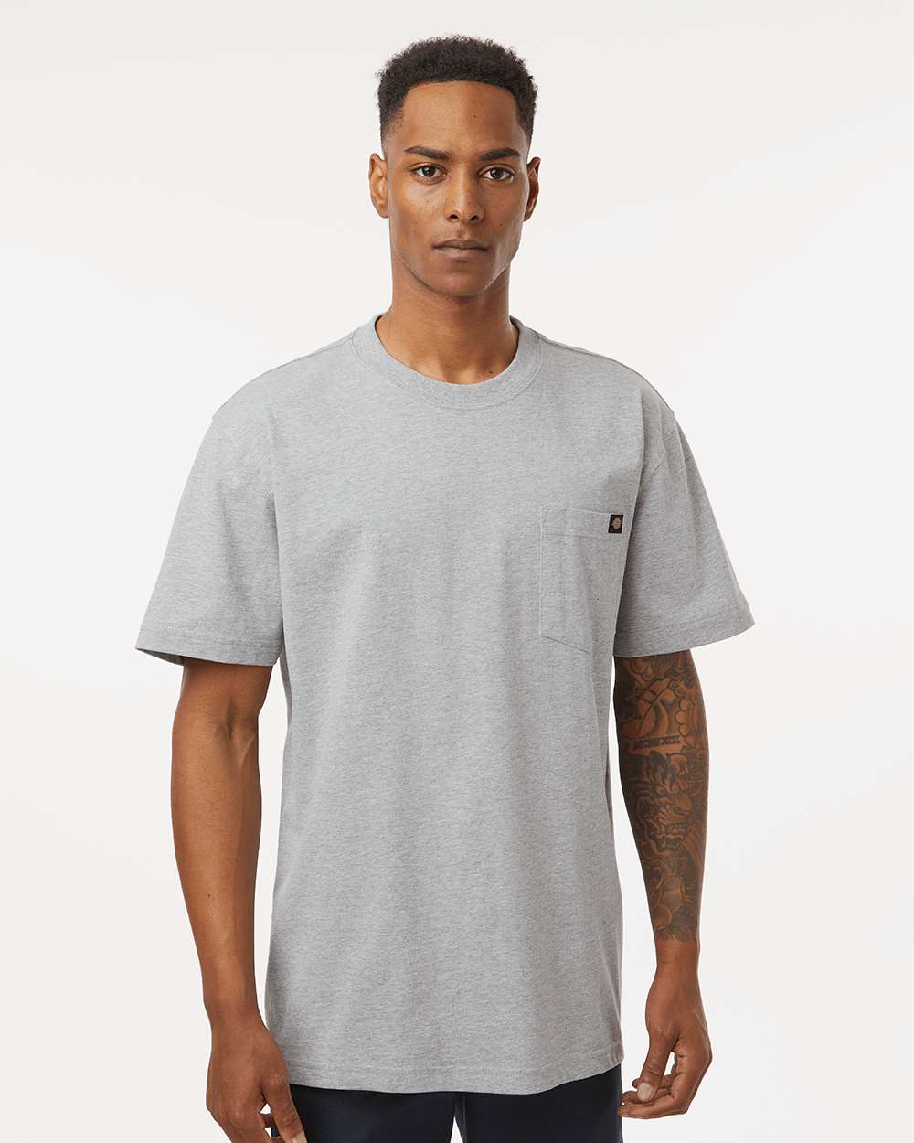 Men's Traditional Heavyweight T-Shirt - OnModelFront - B64130583 - Heather Grey