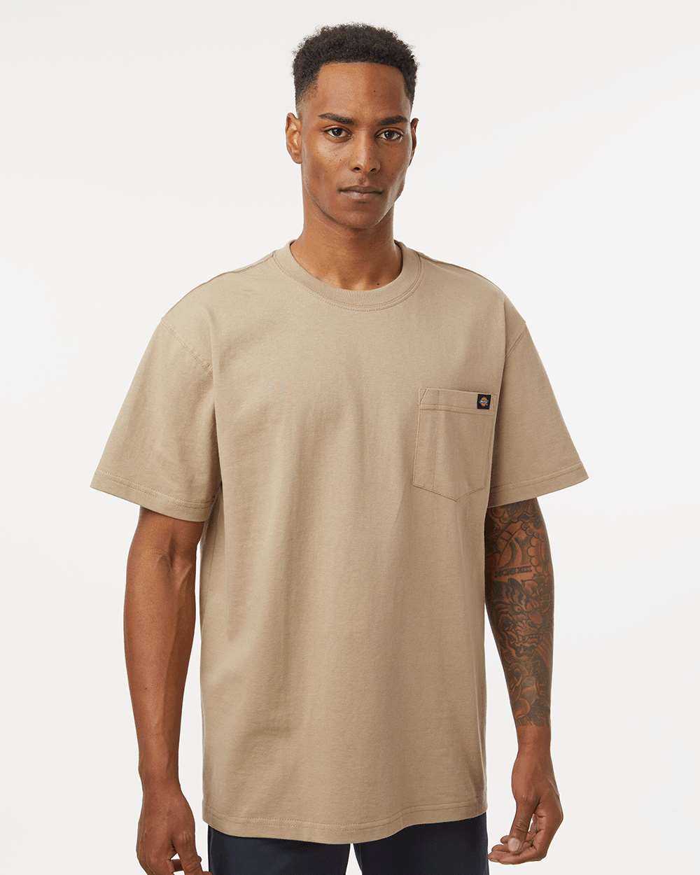 Men's Traditional Heavyweight T-Shirt - OnModelFront - B64130733 - Desert Sand