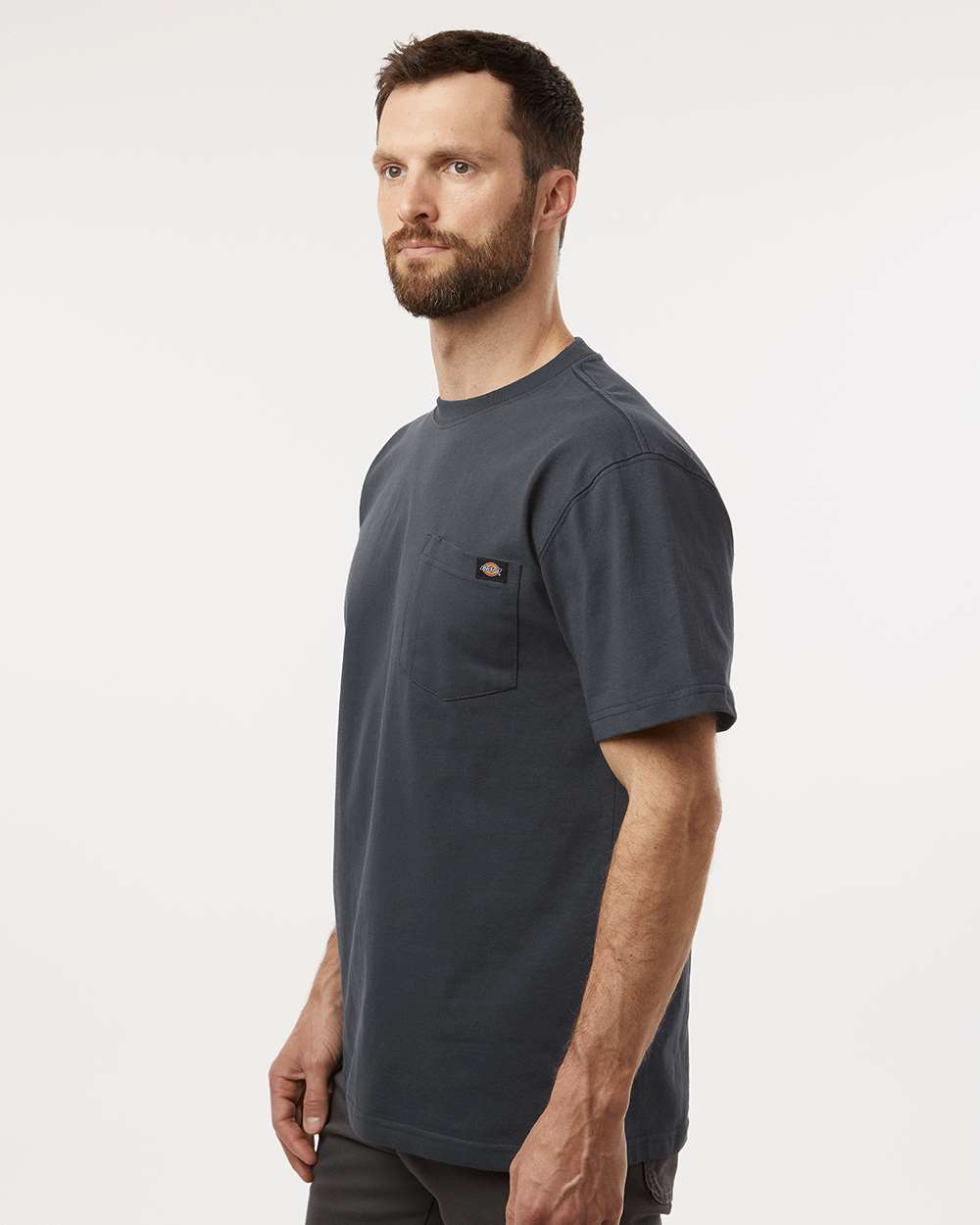 Men's Traditional Heavyweight T-Shirt - OnModelSide - B64130093 - Charcoal
