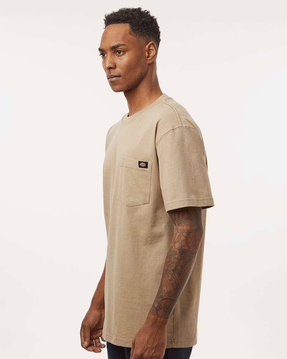 Men's Traditional Heavyweight T-Shirt - OnModelSide - B64130733 - Desert Sand