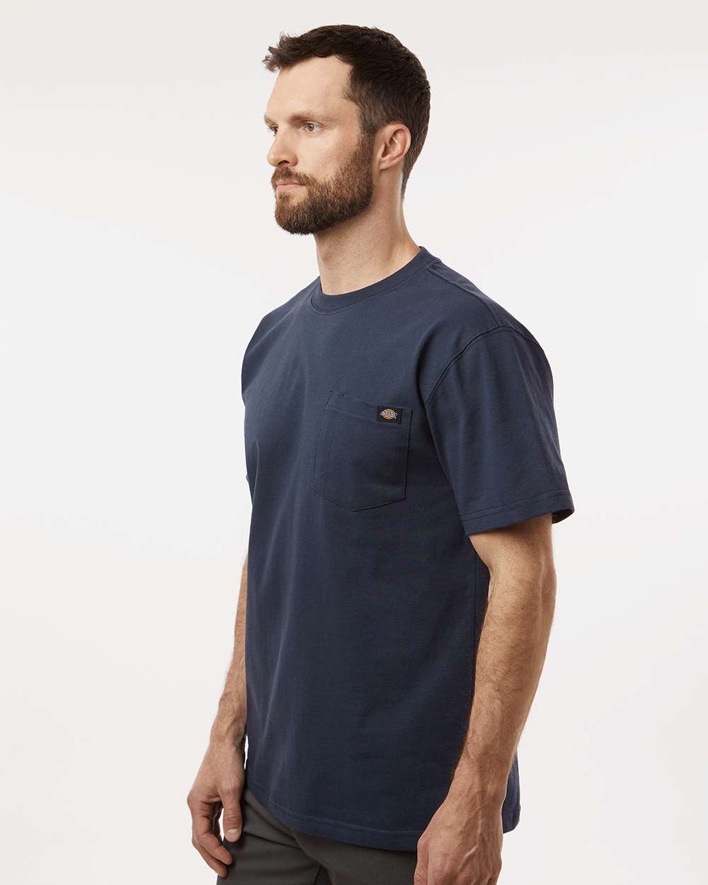 Men's Traditional Heavyweight T-Shirt - OnModelSide - B64130863 - Dark Navy