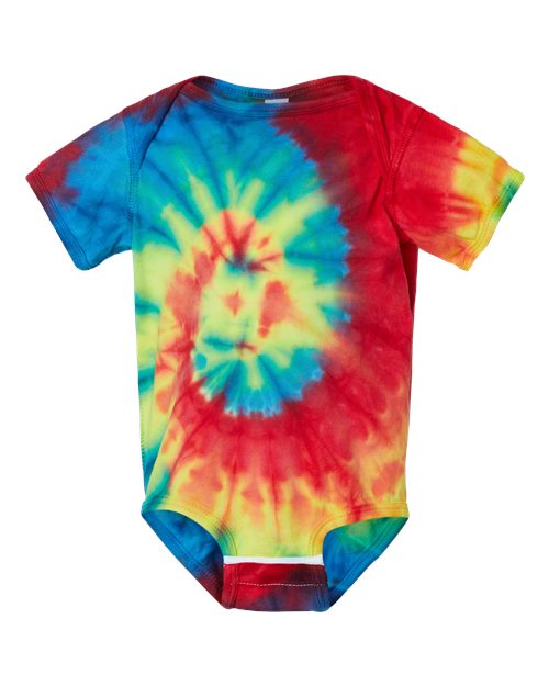Infant Spiral Tie-Dyed Onesie - Front - B04014964 - Rainbow