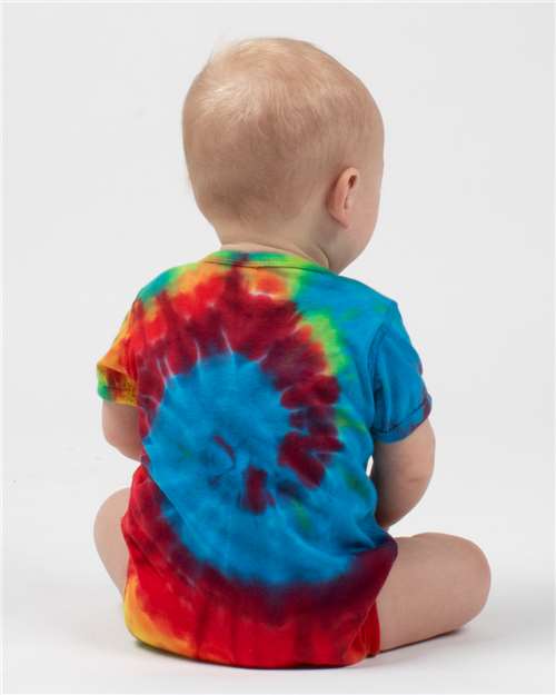 Infant Spiral Tie-Dyed Onesie - OnModelBack - B04014964 - Rainbow