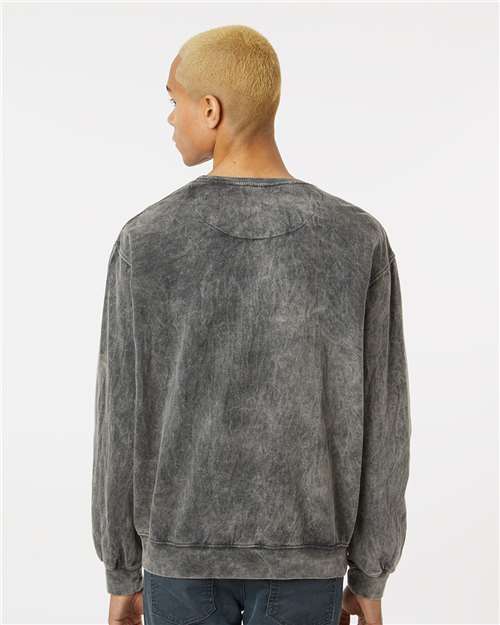 Premium Fleece Mineral Wash Crewneck Sweatshirt - OnModelBack - B04314353 - Grey Mineral Wash