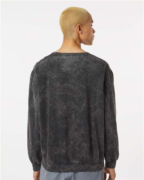 Premium Fleece Mineral Wash Crewneck Sweatshirt - OnModelBack - B04314503 - Black Mineral Wash