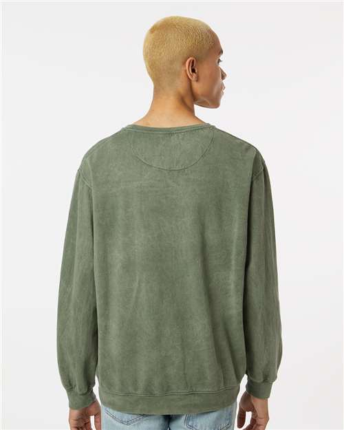 Premium Fleece Mineral Wash Crewneck Sweatshirt - OnModelBack - B04314583 - Kale