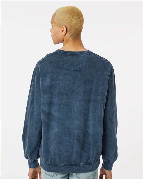Premium Fleece Mineral Wash Crewneck Sweatshirt - OnModelBack - B04314653 - Midnight