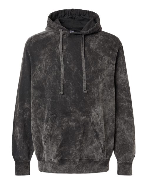 Premium Fleece Mineral Wash Hooded Sweatshirt - Front - B04414503 - Black Mineral Wash