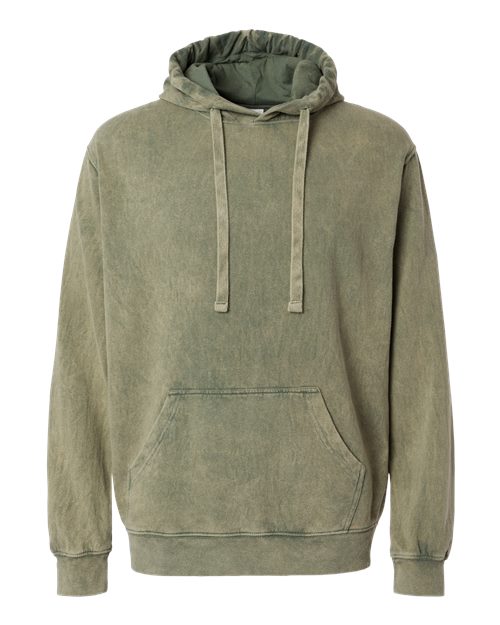 Premium Fleece Mineral Wash Hooded Sweatshirt - Front - B04414533 - Kale
