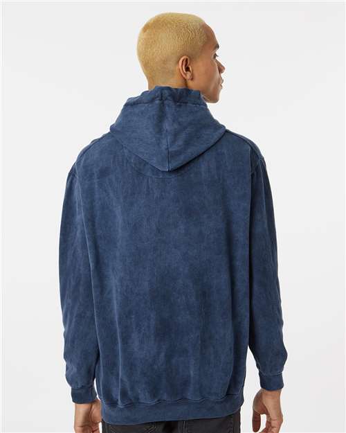 Premium Fleece Mineral Wash Hooded Sweatshirt - OnModelBack - B04414653 - Midnight