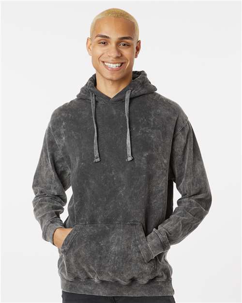 Premium Fleece Mineral Wash Hooded Sweatshirt - OnModelFront - B04414353 - Grey Mineral Wash