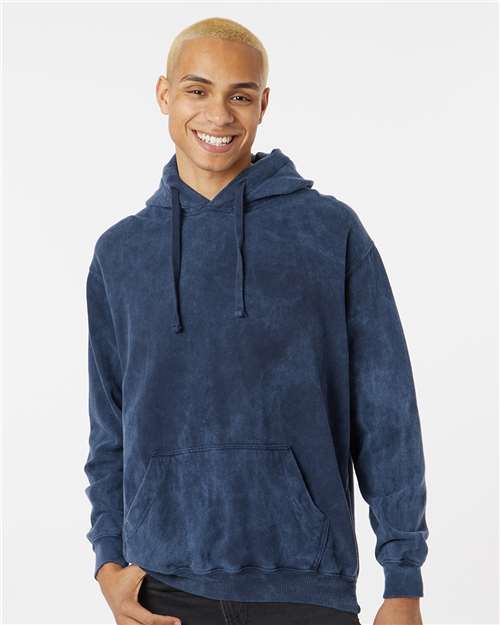 Premium Fleece Mineral Wash Hooded Sweatshirt - OnModelFront - B04414653 - Midnight
