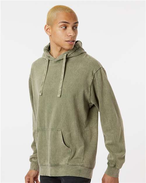 Premium Fleece Mineral Wash Hooded Sweatshirt - OnModelSide - B04414533 - Kale