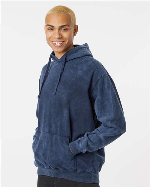 Premium Fleece Mineral Wash Hooded Sweatshirt - OnModelSide - B04414653 - Midnight