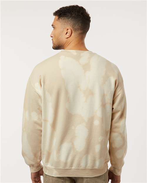 Essential Fleece Bleach Wash Crewneck Sweatshirt - OnModelBack - B06914243 - Sand Gobi