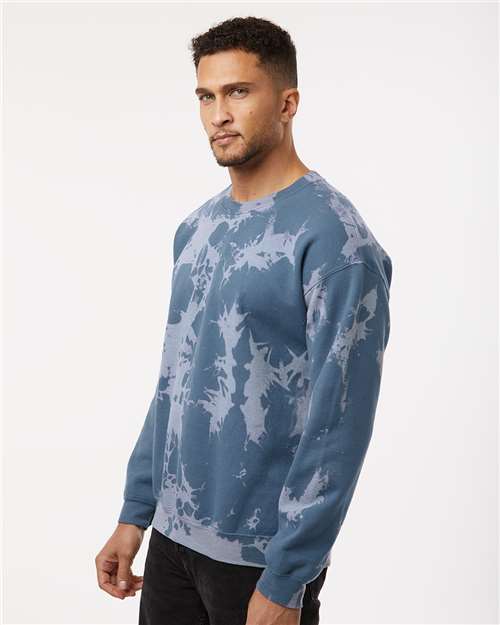 Essential Fleece Bleach Wash Crewneck Sweatshirt - OnModelSide - B06914653 - Blue Gobi