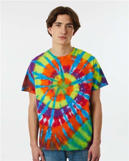 Rainbow Cut-Spiral Tie-Dyed T-Shirt - OnModelFront - B00714963 - Champ