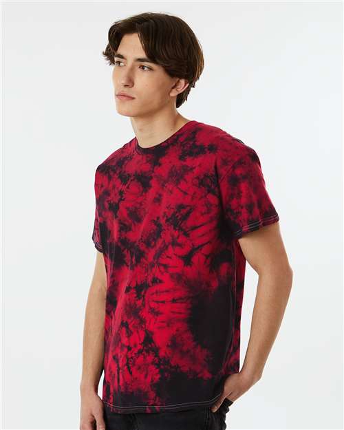 Crystal Tie-Dyed T-Shirt - OnModelSide - B16814713 - Black/ Red Crystal