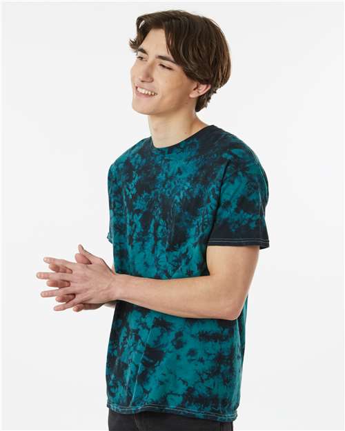 Crystal Tie-Dyed T-Shirt - OnModelSide - B16814763 - Black/ Teal