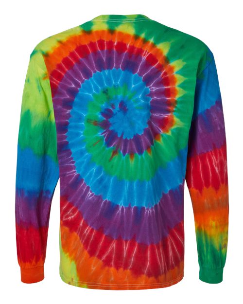 Multi-Color Spiral Tie-Dyed Long Sleeve T-Shirt - Back - B17814963 - Michelangelo Spiral
