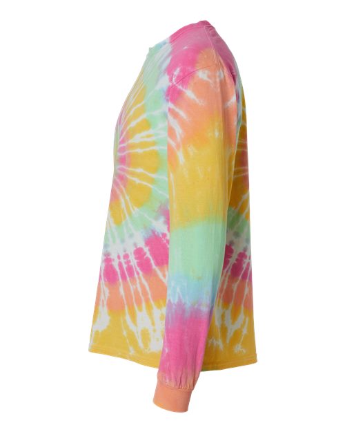 Multi-Color Spiral Tie-Dyed Long Sleeve T-Shirt - DirectSide - B17814943 - Aerial Spiral