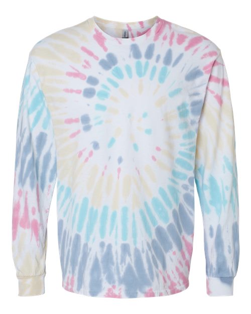 Multi-Color Spiral Tie-Dyed Long Sleeve T-Shirt - Front - B17814243 - Wanderlust
