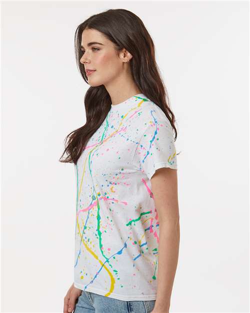 Splatter T-Shirt - OnModelSide - B83814943 - White/ Rainbow