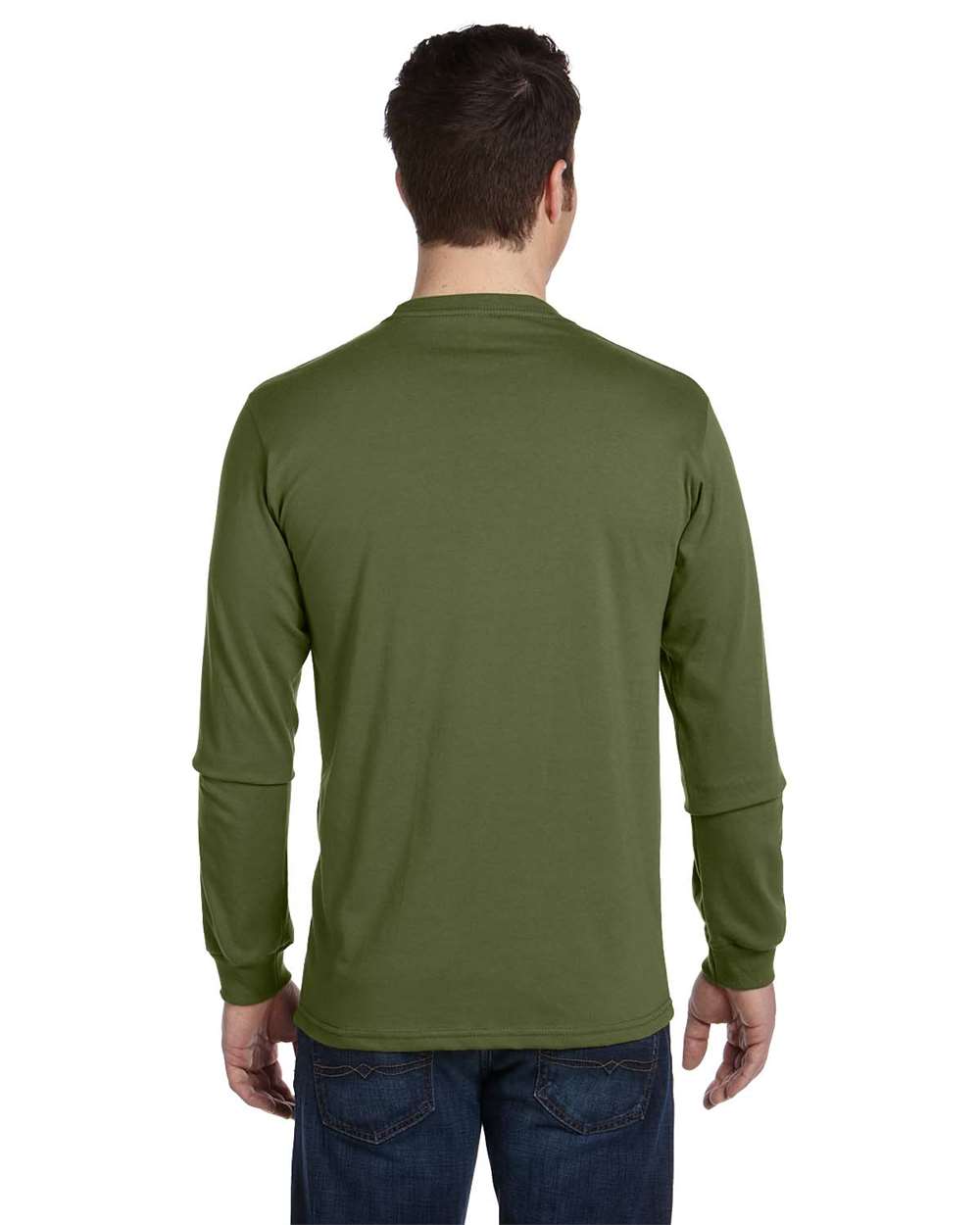 Unisex Classic Long Sleeve T-Shirt - OnModelBack - B850E9113 - Olive