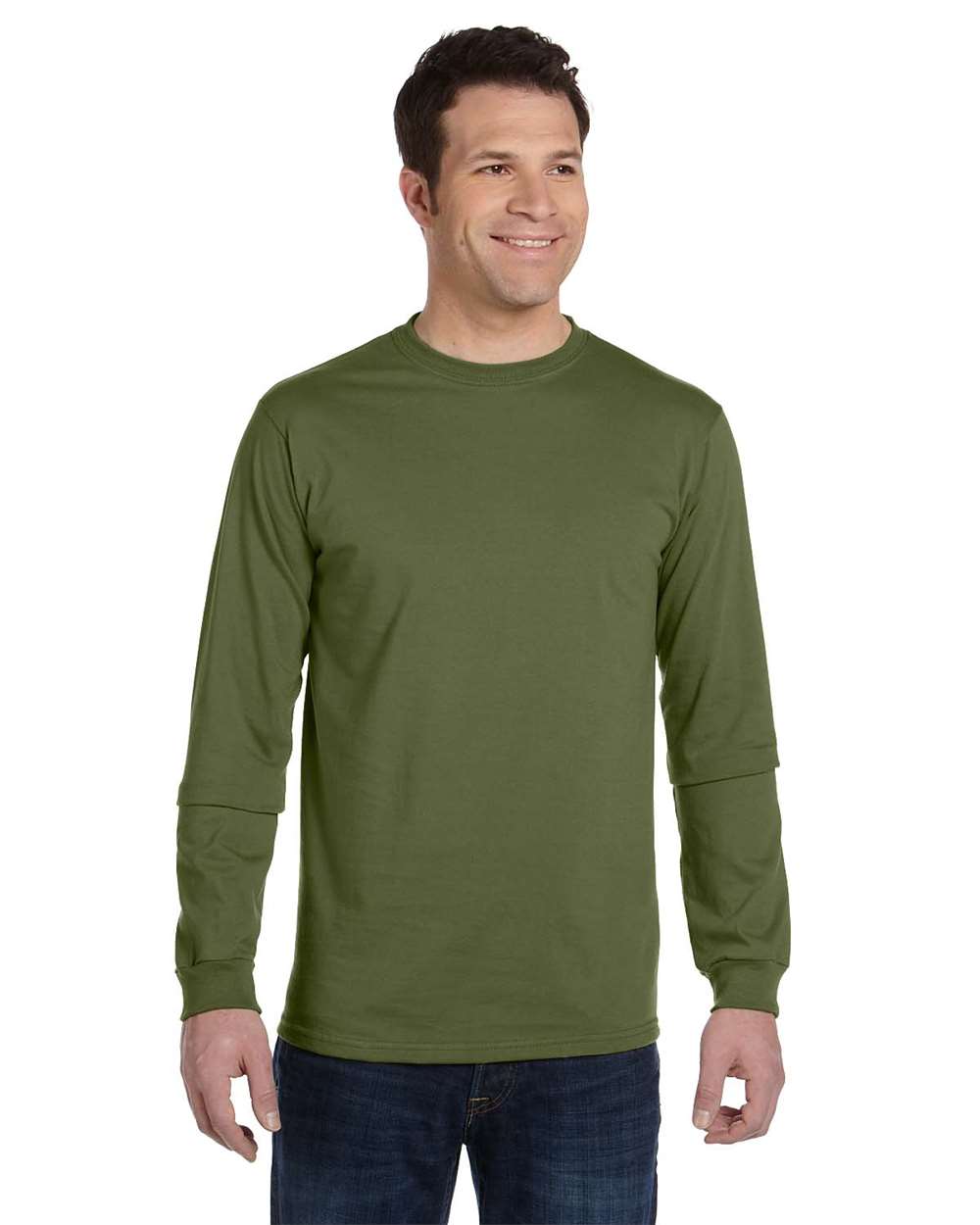 Unisex Classic Long Sleeve T-Shirt - OnModelFront - B850E9113 - Olive