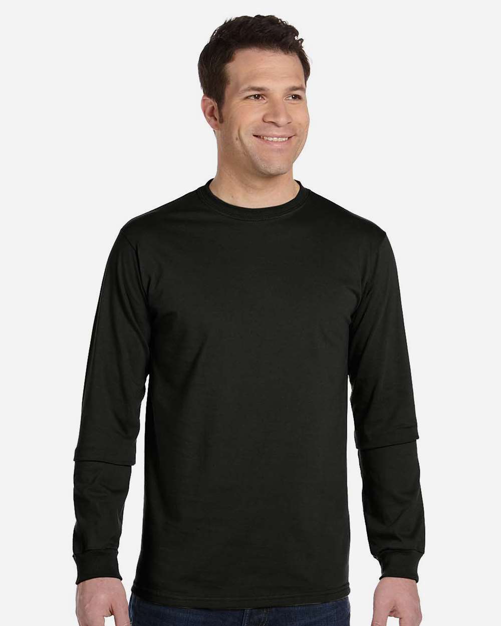 Unisex Classic Long Sleeve T-Shirt - OnModelFront - B850E9503 - Black