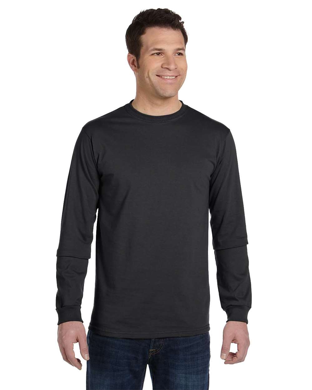 Unisex Classic Long Sleeve T-Shirt - OnModelFront - B850E9583 - Charcoal