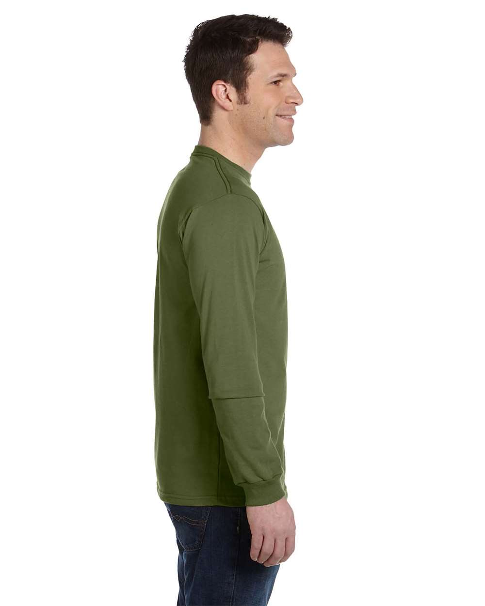 Unisex Classic Long Sleeve T-Shirt - OnModelSide - B850E9113 - Olive
