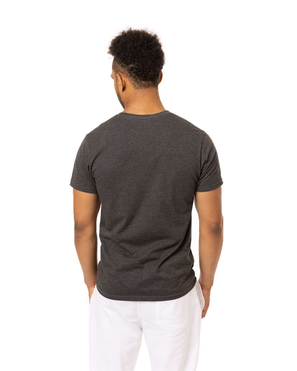 Unisex Committed CVC T-Shirt - OnModelBack - B849E9583 - Charcoal Heather