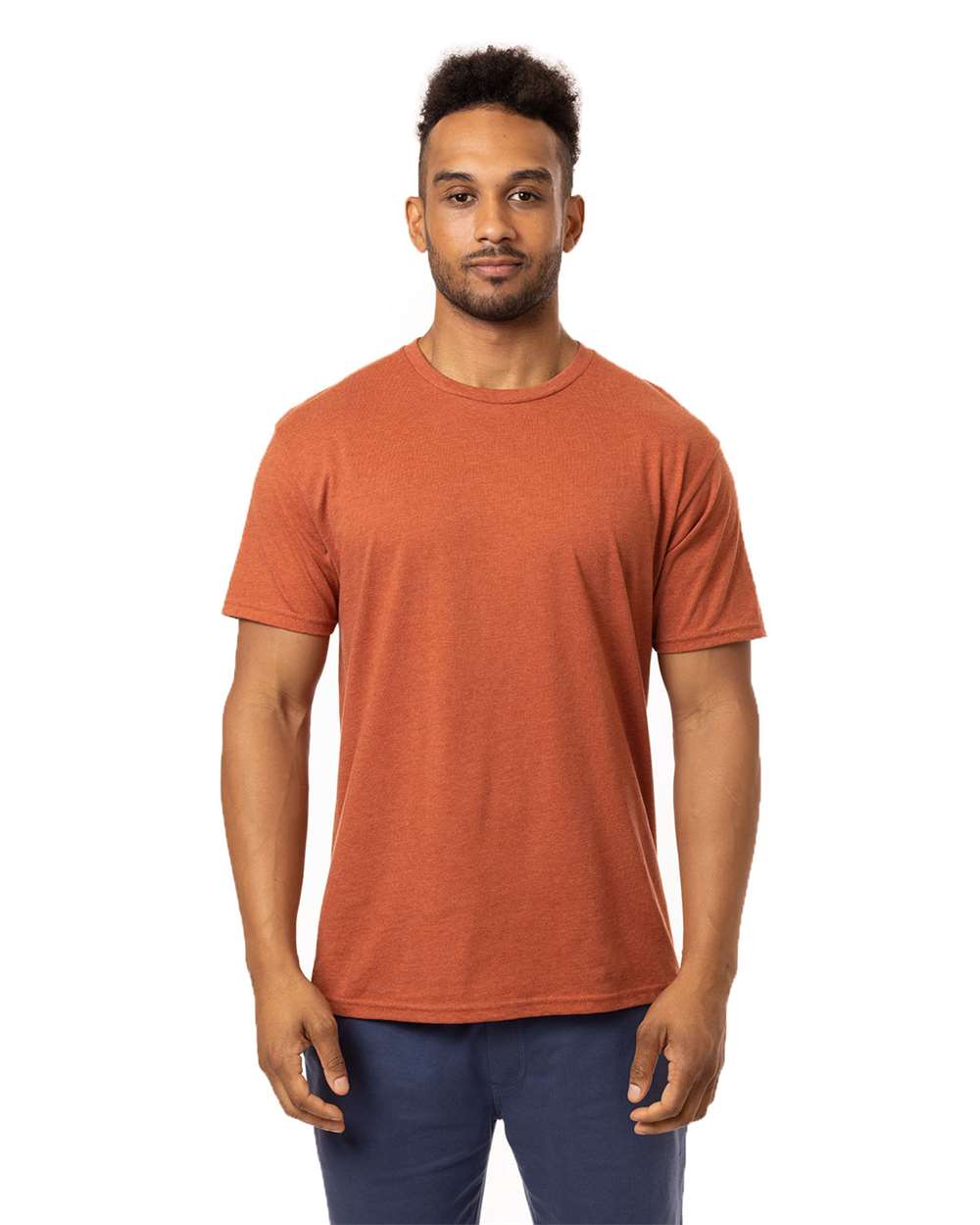 Unisex Committed CVC T-Shirt - OnModelFront - B849E9173 - Picante Heather