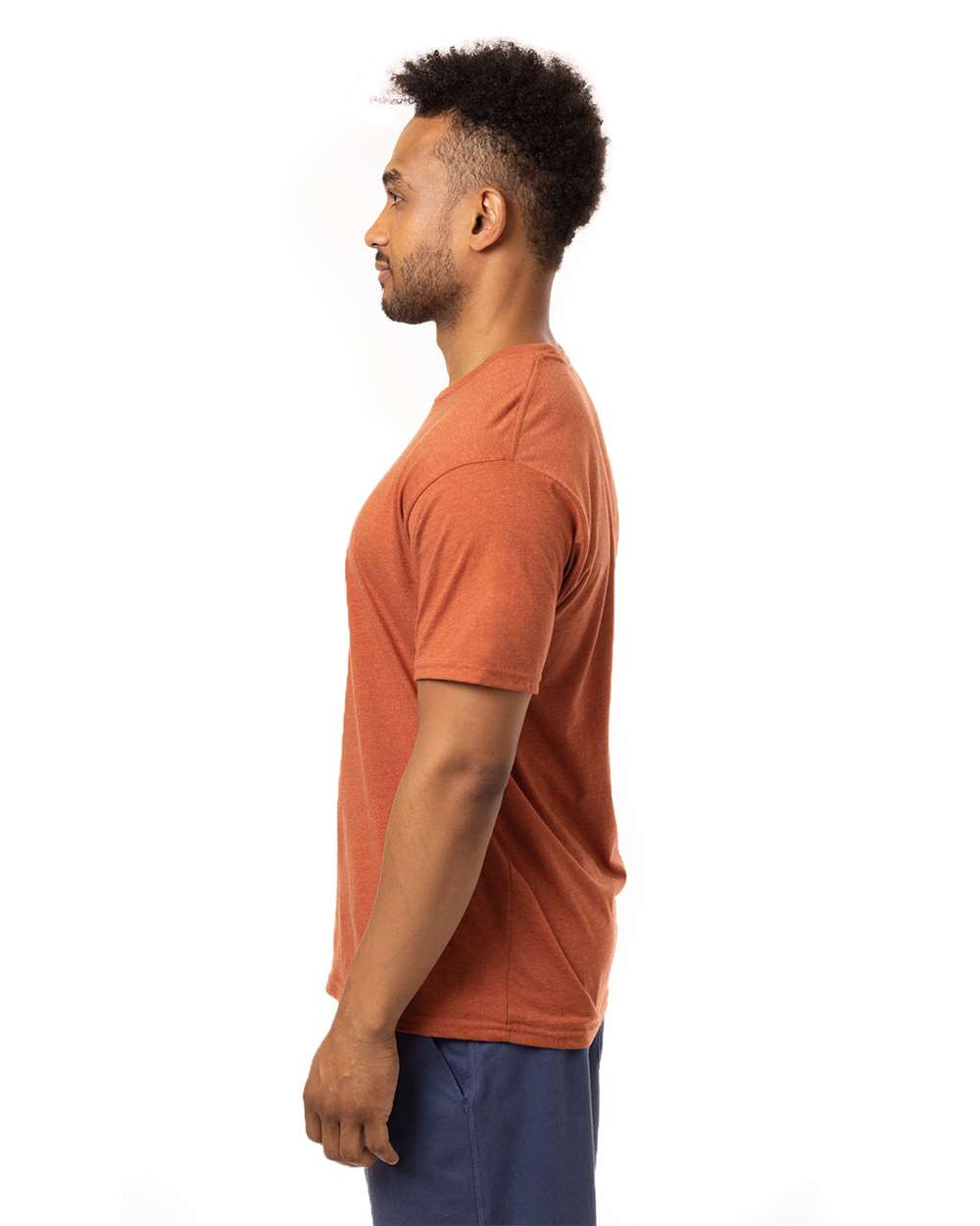 Unisex Committed CVC T-Shirt - OnModelSide - B849E9173 - Picante Heather