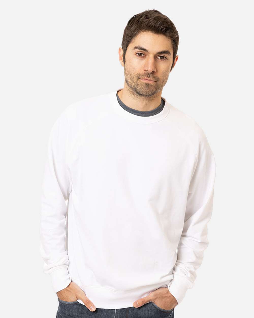 Unisex Motion Crewneck Sweatshirt - OnModelFront - B856E9003 - White