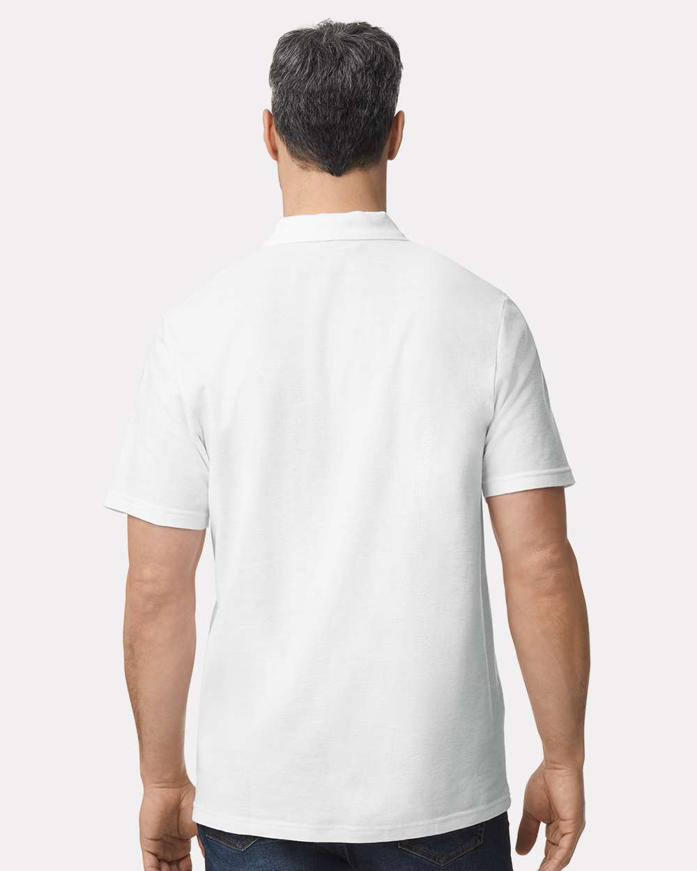 Men's Softstyle® Pique Polo - OnModelBack - B00460003 - White