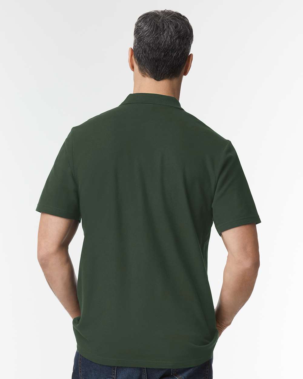 Men's Softstyle® Pique Polo - OnModelBack - B00460543 - Forest Green