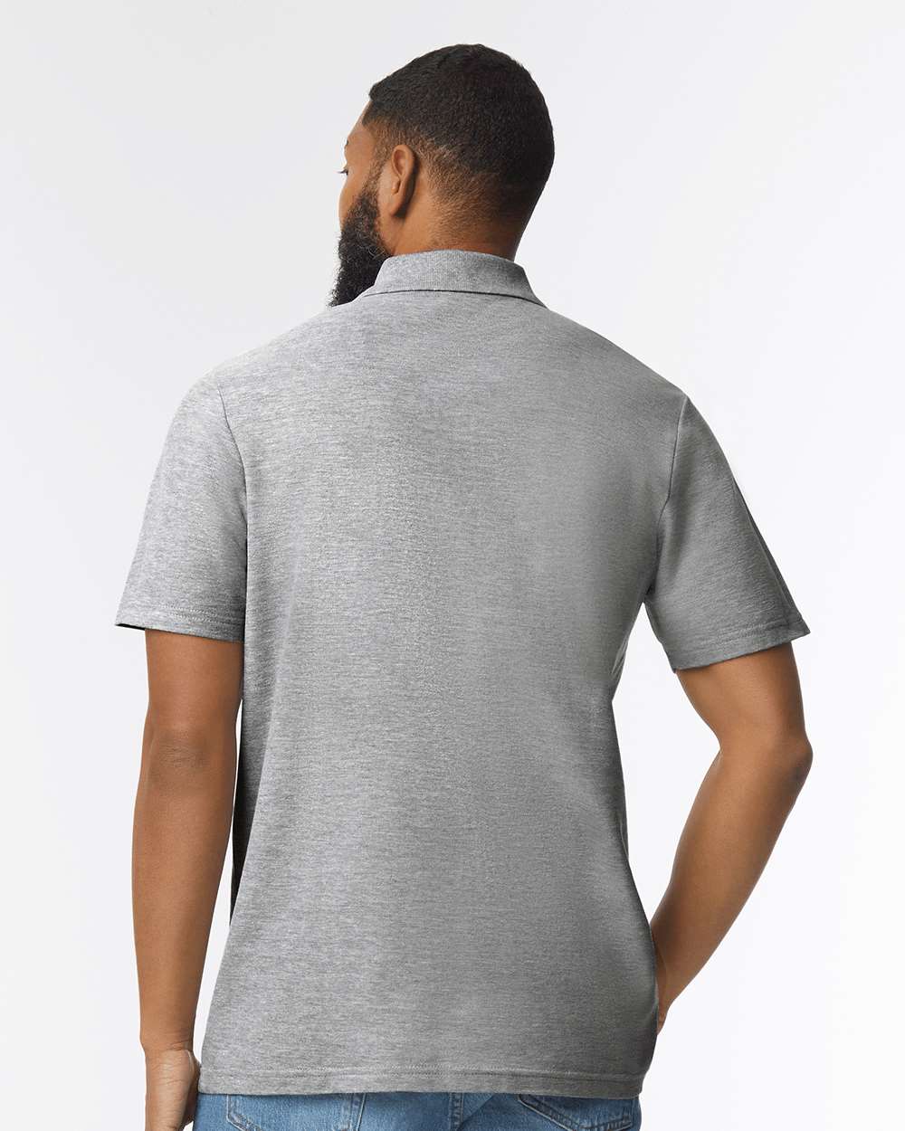 Men's Softstyle® Pique Polo - OnModelBack - B00460583 - Sport Grey