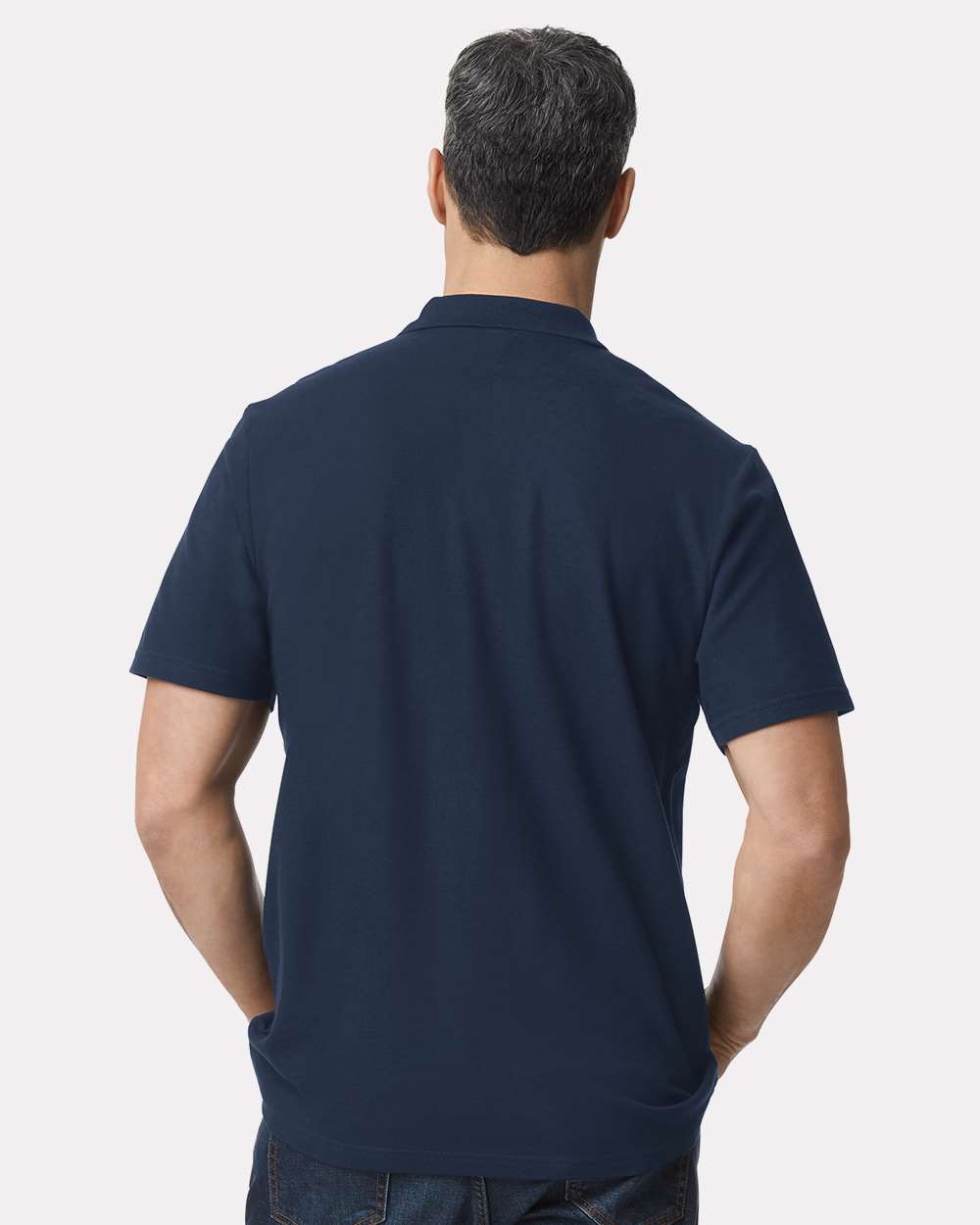 Men's Softstyle® Pique Polo - OnModelBack - B00460653 - Navy