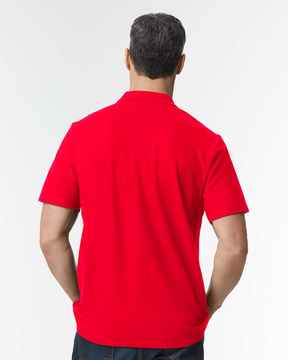 Men's Softstyle® Pique Polo - OnModelBack - B00460703 - Red
