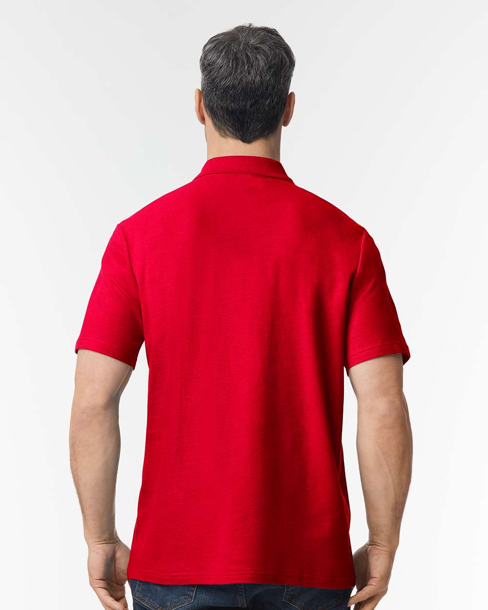 Men's Softstyle® Pique Polo - OnModelBack - B00460713 - Cherry Red