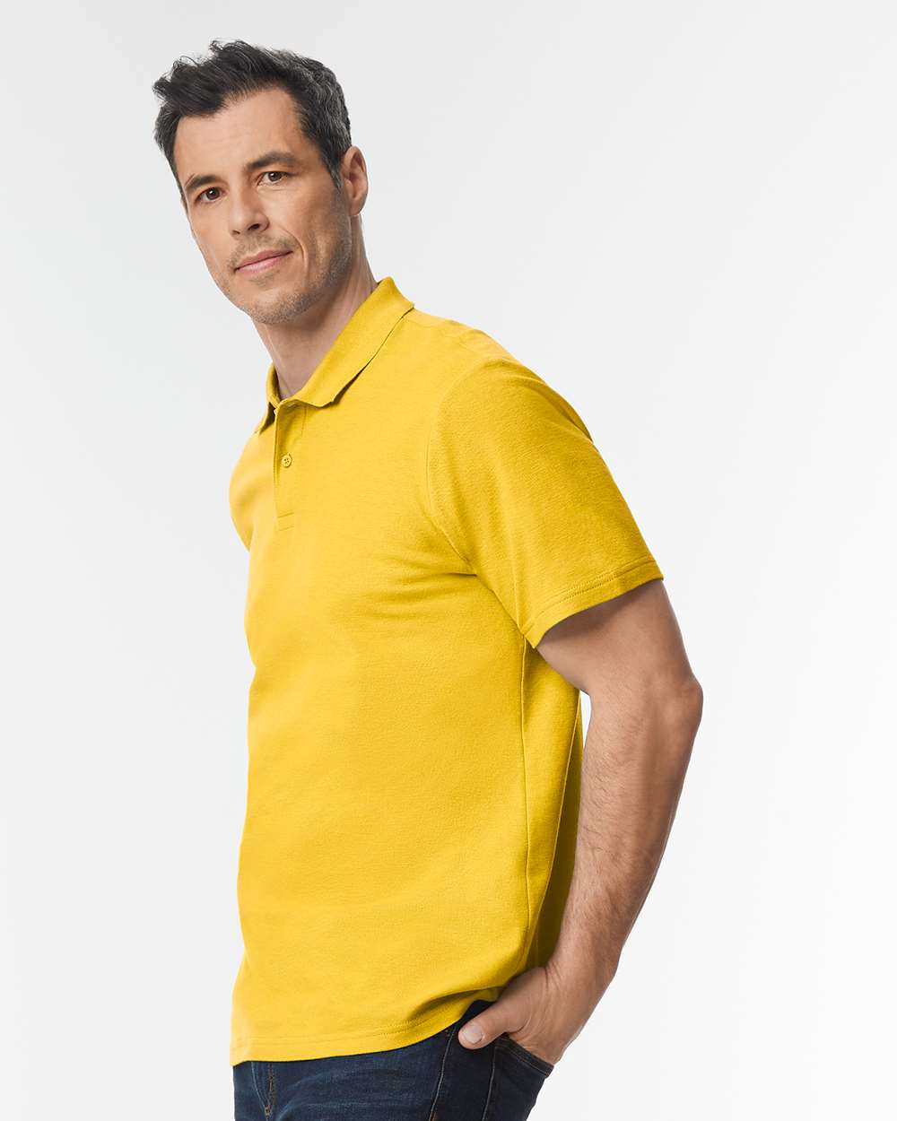 Men's Softstyle® Pique Polo - OnModelSide - B00460413 - Daisy