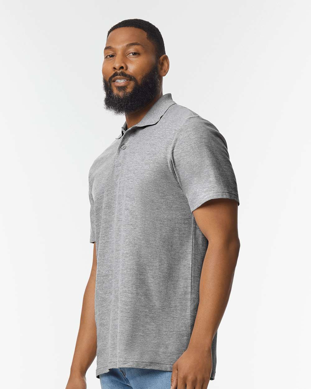 Men's Softstyle® Pique Polo - OnModelSide - B00460583 - Sport Grey