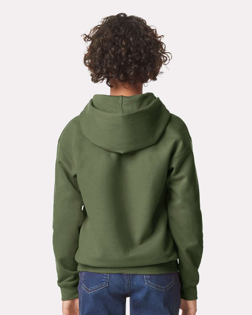 Youth Softstyle® Midweight Hooded Sweatshirt - OnModelBack - B00960062 - Military Green
