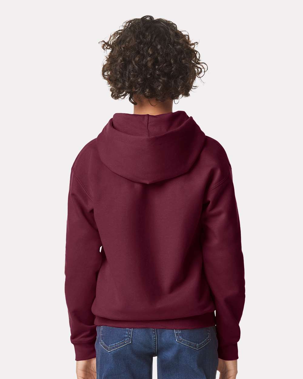 Youth Softstyle® Midweight Hooded Sweatshirt - OnModelBack - B00960532 - Maroon