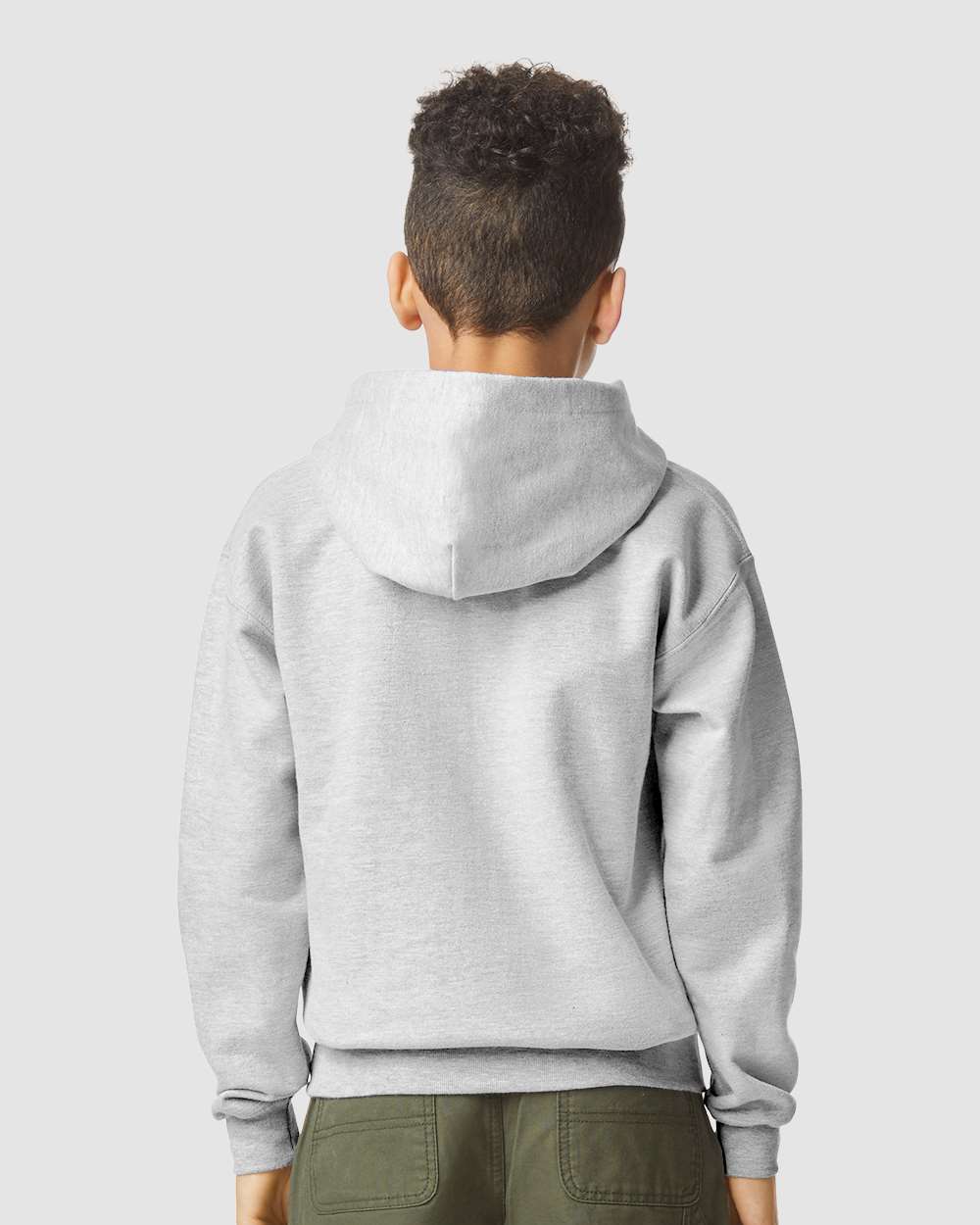 Youth Softstyle® Midweight Hooded Sweatshirt - OnModelBack - B00960582 - Sport Grey
