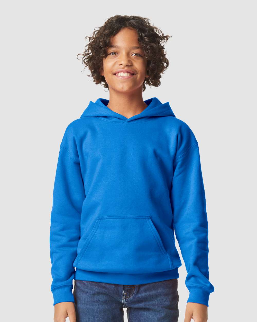 Youth Softstyle® Midweight Hooded Sweatshirt - OnModelFront - B00960752 - Royal