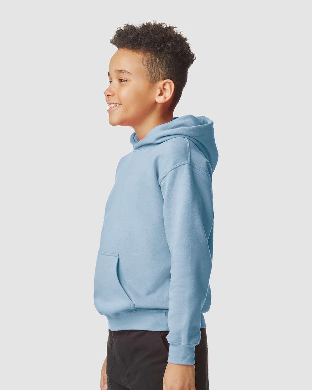 Youth Softstyle® Midweight Hooded Sweatshirt - OnModelSide - B00960372 - Stone Blue